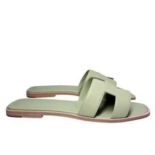 Hermes Oran Sandals Vert de Mer