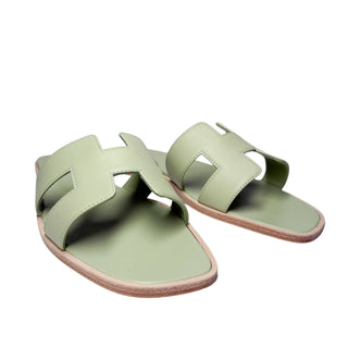 Hermes Oran Sandals Vert de Mer