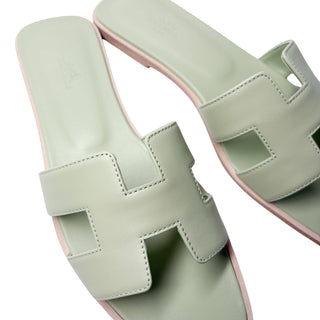 Hermes Oran Sandals Vert de Mer