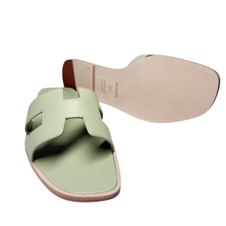 Hermes Oran Sandals Vert de Mer