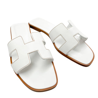 Hermes Oran Sandals white