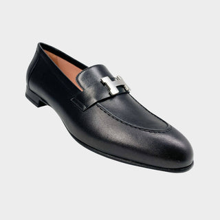 Hermes Paris loafers black with palladium hardware