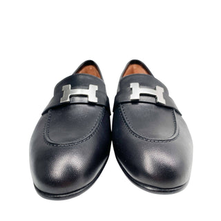 Hermes Paris loafers black with palladium hardware