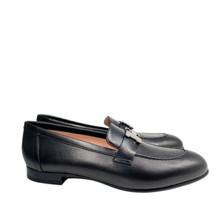 Hermes Paris loafers black with palladium hardware