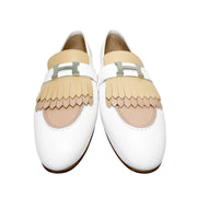 Hermes Royal Loafers in white and beige with palladium hardware