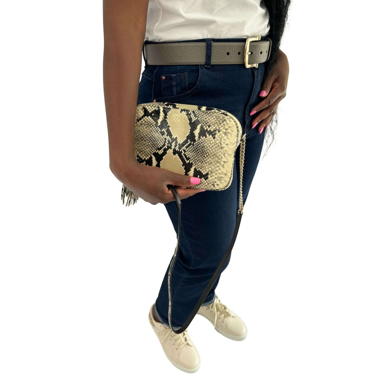 Jimmy Choo crossbody bag with snake print