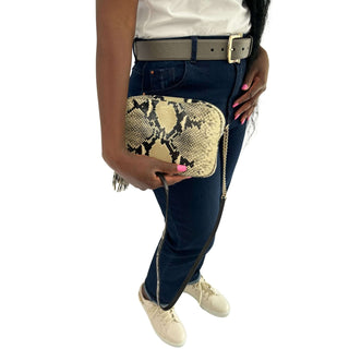 Jimmy Choo crossbody bag with snake print