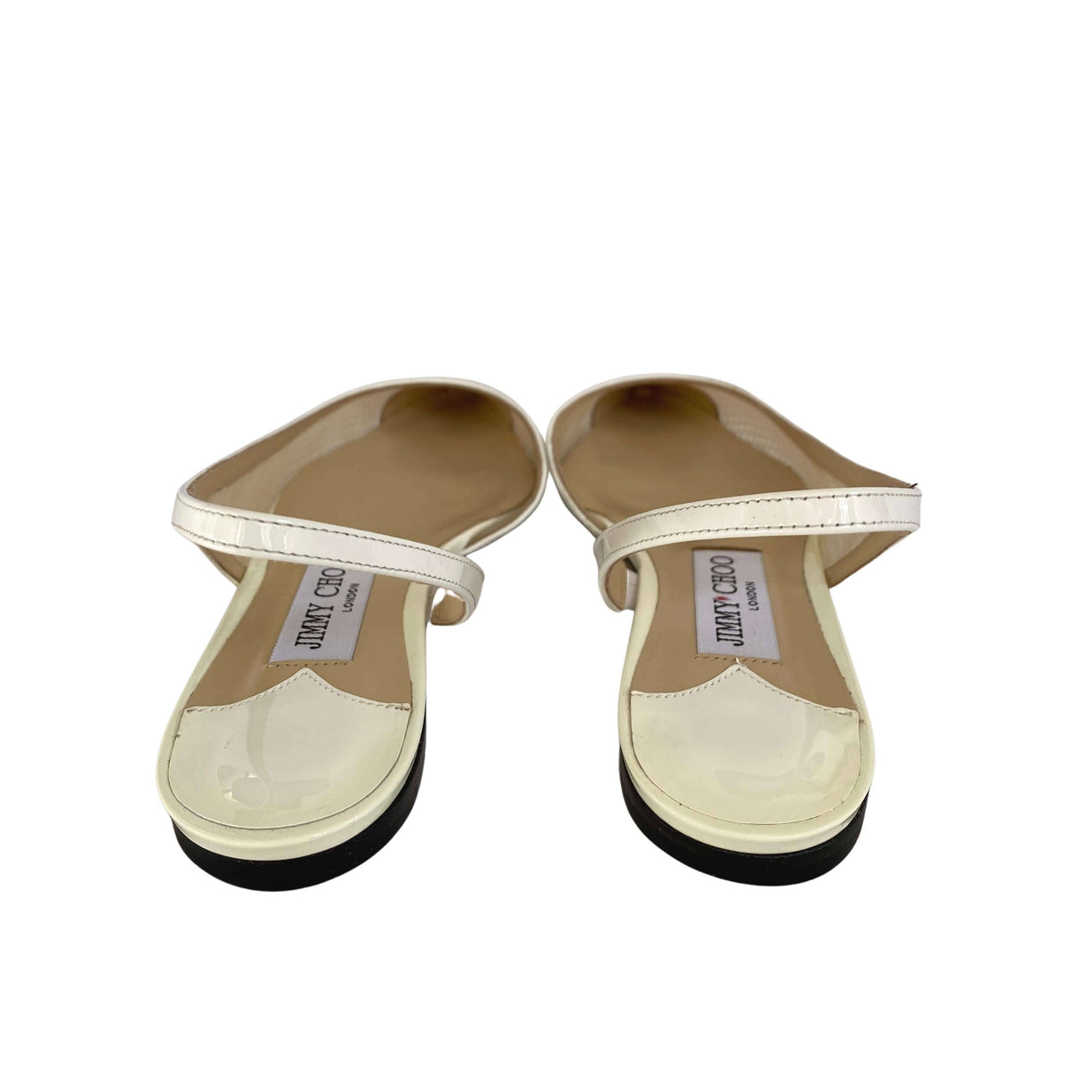 Top angle view of Jimmy Choo Fetto white mesh wedding flats