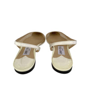 Top angle view of Jimmy Choo Fetto white mesh wedding flats