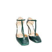 Jimmy Choo Lexica high heel green croc embossed