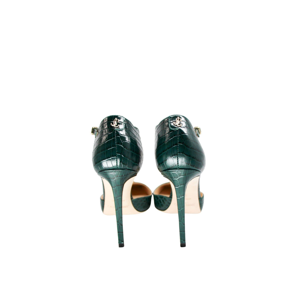 Jimmy Choo Lexica high heel green croc embossed