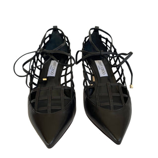 Jimmy Choo Soraya 65 mid heels in black leather with ankle strap