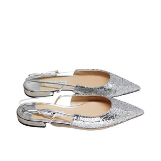 Jimmy Choo sparkly silver flats with slingback