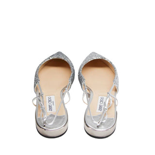 Jimmy Choo sparkly silver flats with slingback