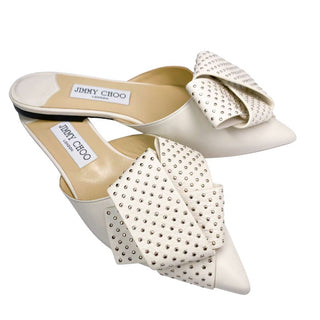 Jimmy Choo mules white with studs and bow