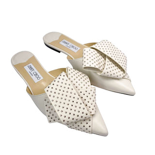 Jimmy Choo mules white with studs and bow