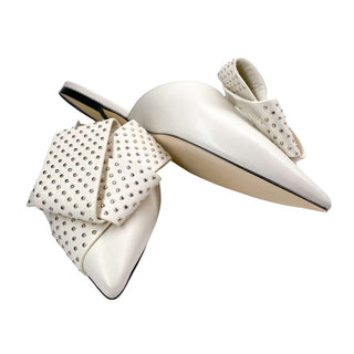 Jimmy Choo mules white with studs and bow