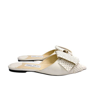 Jimmy Choo mules white with studs and bow