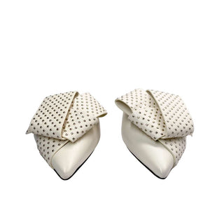Jimmy Choo mules white with studs and bow