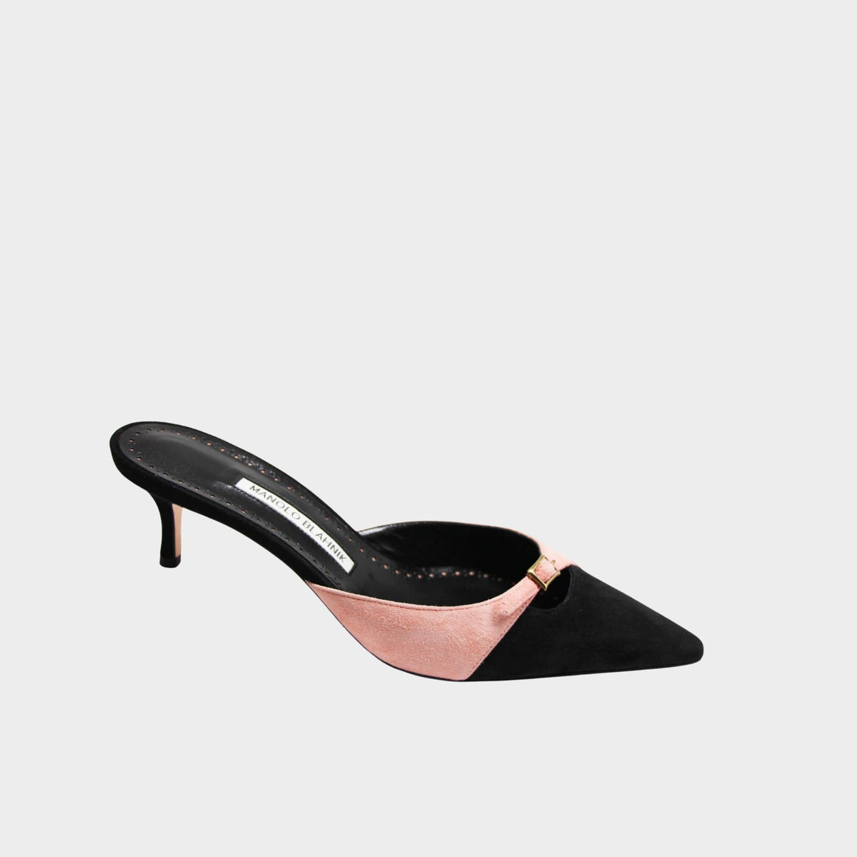 Manolo Blahnik kitten heel mules suede