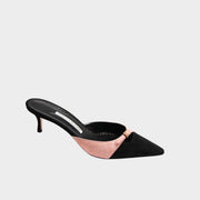 Manolo Blahnik kitten heel mules suede