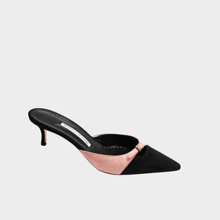 Manolo Blahnik kitten heel mules suede