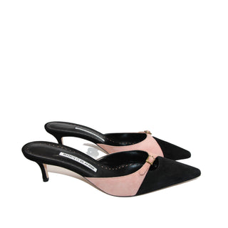 Manolo Blahnik kitten heel mules suede