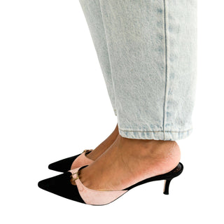 Manolo Blahnik kitten heel mules suede