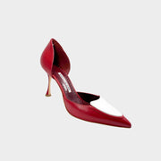 Manolo Blahnik heels office red and white leather