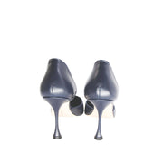 Manolo Blahnik heels office navy blue and white leather