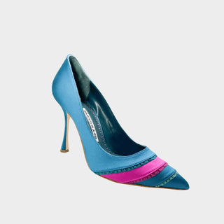 Manolo-Blahnik-high-heels-satin-turquoise-Glamorizta