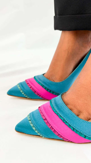Manolo-Blahnik-high-heels-satin-turquoise-Glamorizta