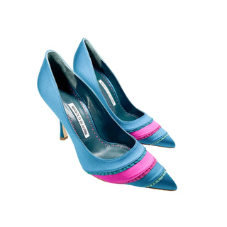 Manolo-Blahnik-high-heels-satin-turquoise-Glamorizta