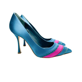 Manolo-Blahnik-high-heels-satin-turquoise-Glamorizta
