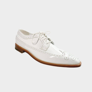 Manolo Blahnik brogue formal shoes wedding office patent leather white