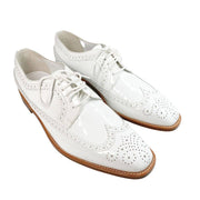 Manolo Blahnik brogue formal shoes wedding office patent leather white