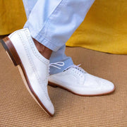 Manolo Blahnik brogue formal shoes wedding office patent leather white
