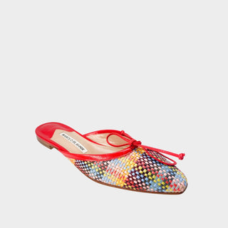 Manolo-Blahnik-mule-Ballerimu-flat-shoes-woven-leather-red-Glamorizta