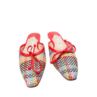 Manolo-Blahnik-mule-Ballerimu-flat-shoes-woven-leather-red-Glamorizta