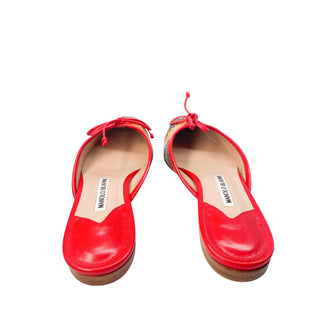 Manolo-Blahnik-mule-Ballerimu-flat-shoes-woven-leather-red-Glamorizta
