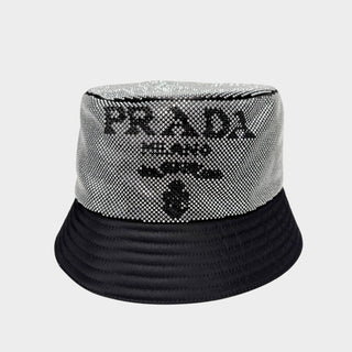 Praday crystal-embellished bucket hat nylon black and silver
