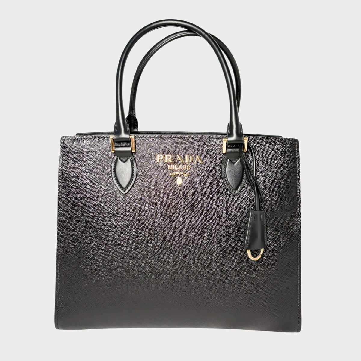 Prada Saffiano top-handle bag in black