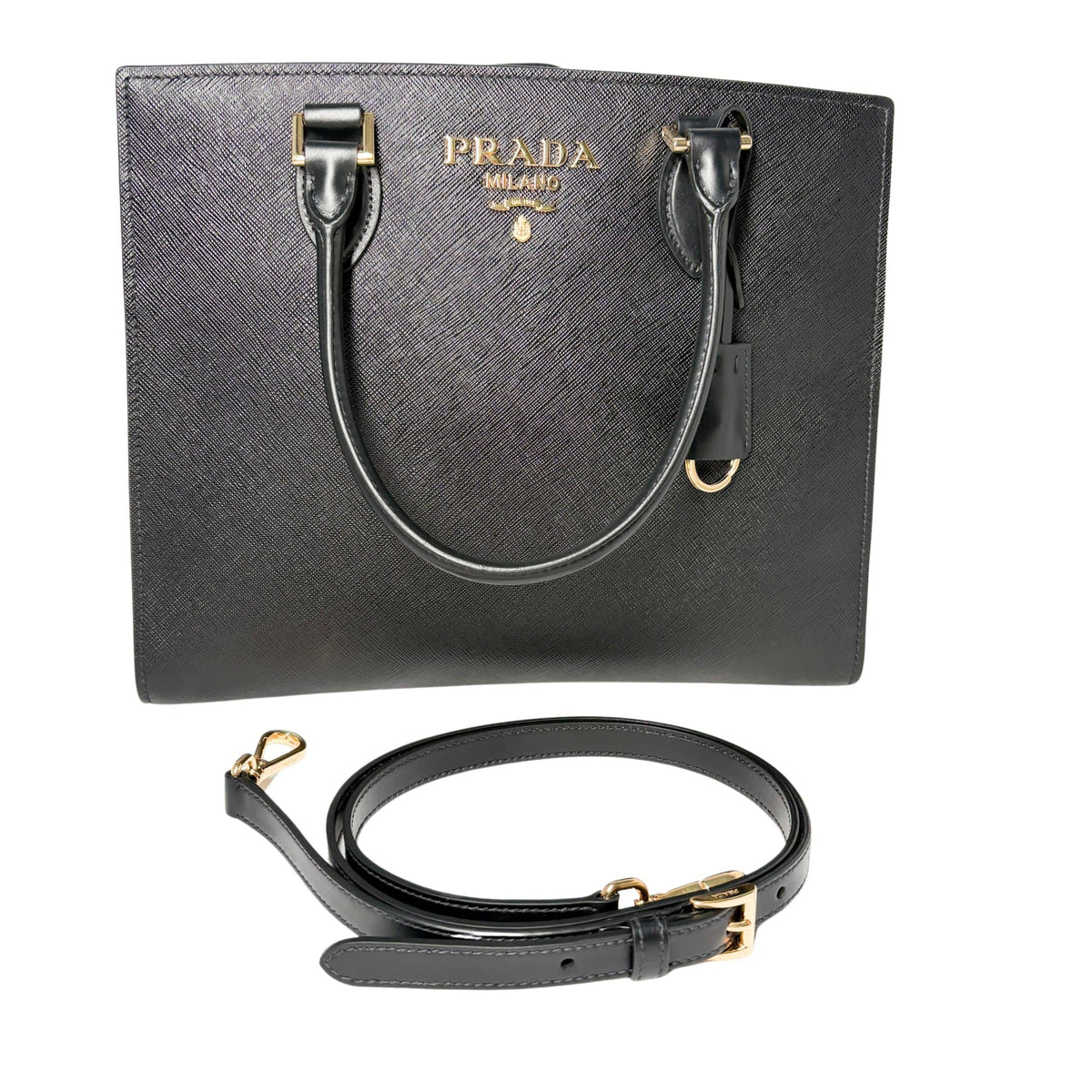 Prada Saffiano top-handle bag in black