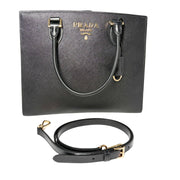 Prada Saffiano top-handle bag in black