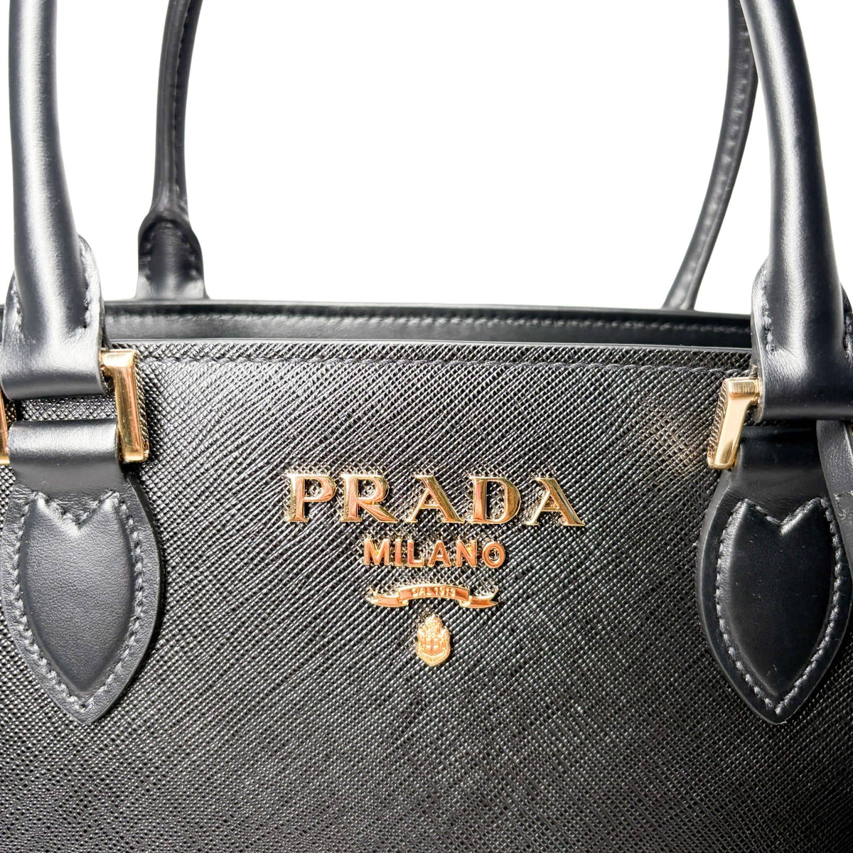 Prada Saffiano top-handle bag in black