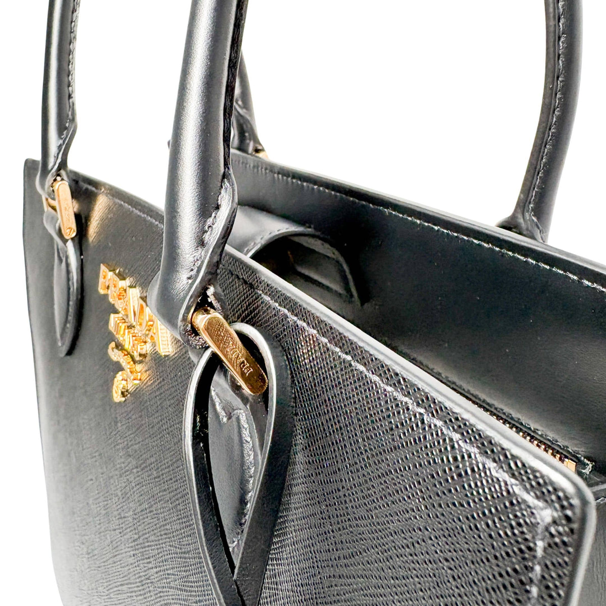 Prada Saffiano top-handle bag in black