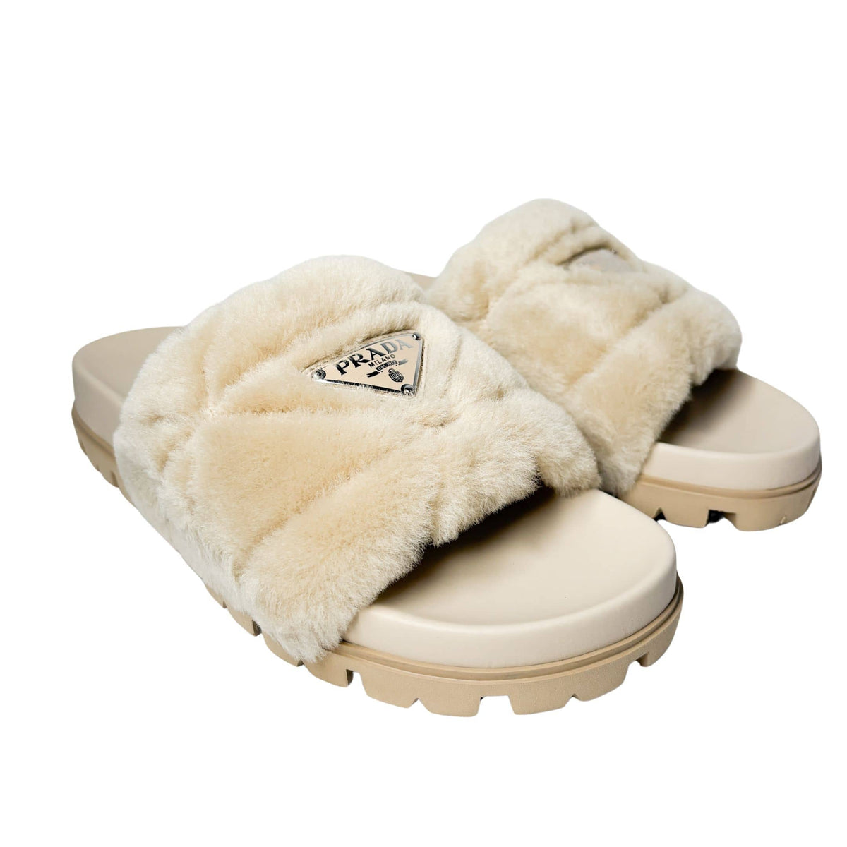 Prada Shearling Faux Fur slides