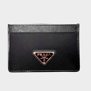 Prada Saffiano leather and Nylon card holder black