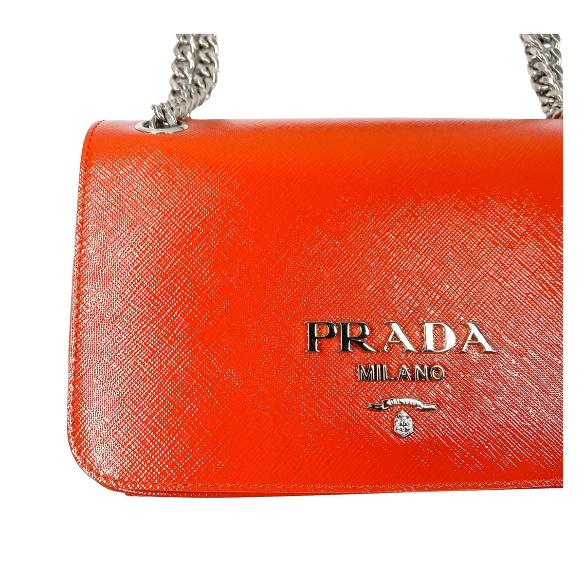 Prada Saffiano bag crossbody orange with chain strap