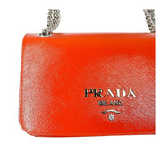 Prada Saffiano bag crossbody orange with chain strap